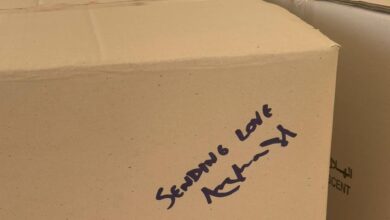 انجلينا جولى توقع علي صنادق مساعدات غزة